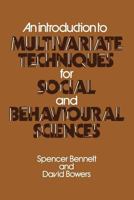 An Introduction to Multivariate Techniques for Social and Behavioural Sciences 1349156361 Book Cover