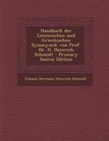 Handbuch der lateinischen und griechischen Synonymik. 1295744392 Book Cover