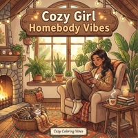 Cozy Girl Homebody Vibes: Cute Coloring Book for Adults & Teens | Easy Bold Line Hygge Designs of Relaxing Home Scenes, Quiet Daily Moments & Everyday ... Screen-Free Gift (Cozy Girl Collection) 196596480X Book Cover
