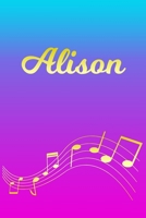 Alison: Sheet Music Note Manuscript Notebook Paper - Pink Blue Gold Personalized Letter A Initial Custom First Name Cover - Musician Composer Instrument Composition Book - 12 Staves a Page Staff Line  1706587724 Book Cover