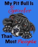 My Pit Bull Is Sweeter Than Most People (Black Fur on Blue Edition): Composition Journal Notebook for Love of the Pitty Breed 1673511856 Book Cover