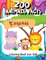 Zoo Animals Facts Coloring Book for kids: Learn Fun Facts and Color 56 Illustrations in Kawaii Style of 28 Animals from Around the World in Both English and Spanish. For kids Ages 4-8 B0CSNP2N9N Book Cover
