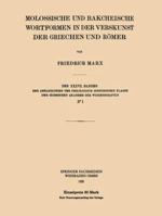 Molossische Und Bakcheische Wortformen in Der Verskunst Der Griechen Und Romer 3663152979 Book Cover