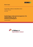 Nachhaltiges Lieferantenmanagement. Ein Schlüsselfaktor für die Wettbewerbsfähigkeit? (German Edition) 3346136752 Book Cover