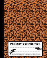 Primary Composition : Shark Orange Marble Primary Composition Notebook for Boys or Girls K-2. Ocean Sharks Primary Ruled Handwriting Paper Book with Dotted Middle Lines, 100 Pages, 7. 5 X 9. 25 Inches 1724595229 Book Cover