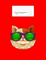 Graph Composition Notebook: Math, Physics, Science Exercise Book - Cat Wearing Sunglasses Funny Cool Pet Animal Lover Gift - Red 5x5 Graph Paper - Back To School Gift For Kids, Teens, Boys, Girls - 7. 1087059976 Book Cover