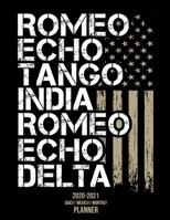 Retired: 2020 -2021 Daily/ Weekly/ Monthly Planner: Retired Military: 2-Year Personal Planner with Grid Calendar Funny Thin Blue Line Phonetic Alphabet for Retired Army, Navy, Air Force, Military Poli 1708200827 Book Cover