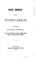 Discurso Pronunciado En El Teatro Caracas, Ensayo Psicologico 1533314292 Book Cover