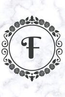 F: Sketchbook Cute Personalized Floral Initial Monogram Drawing Book for Artists Pretty Doodling Pad for Students for Girls & Women Letter F - White Marble Flower Series 1673427146 Book Cover