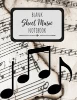 Blank Sheet Music Notebook: Manuscript Music Notation Paper: Staff Paper, 12 Stave Notebook for Musicians, Rustic Notes Theme 1674950209 Book Cover