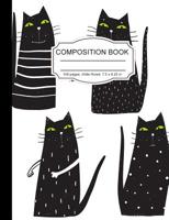 Composition Book: Kawaii Cute Black Cat Girls Wide Ruled Paper Lined Notebook Journal for Teens Kids Students Back to School 7.5 x 9.25 in. 100 Pages 1080218580 Book Cover