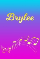 Brylee: Sheet Music Note Manuscript Notebook Paper - Pink Blue Gold Personalized Letter B Initial Custom First Name Cover - Musician Composer Instrument Composition Book - 12 Staves a Page Staff Line  1706605862 Book Cover