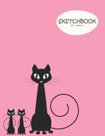 Sketchbook: Black cat silhouettes pink cover (8.5 x 11) inches 110 pages, Blank Unlined Paper for Sketching, Drawing, Whiting, Journaling & Doodling 107686614X Book Cover