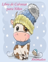 Animales Libro de Colorear para Niños: Libro de colorare para niños y niñas con 100 motivos de animales - Relajantes Libros Para Colorear Para Niños ... - vaca,león,ciervo,panda B08FNV2NN6 Book Cover
