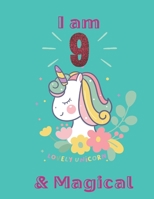 Unicorn SketchBook: I Am 9 & Magical With Unicorn Inside More Space for Sketching and Drawing and Writing Journal for Kids and Girls Marble Size 8.5in x 11in with 110 Pages 1654361852 Book Cover