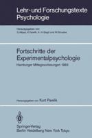 Fortschritte der Experimentalpsychologie: Hamburger Mittagsvorlesungen 1983 354013252X Book Cover