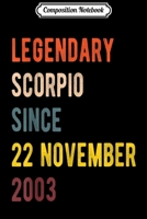 Composition Notebook: Scorpio Legend Since 22 November 2003 Vintage Retro Birthday Journal/Notebook Blank Lined Ruled 6x9 100 Pages B084QKY9G7 Book Cover
