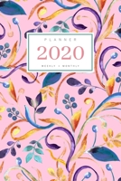 Planner 2020 Weekly Monthly: 6x9 Full Year Notebook Organizer Small 12 Months - Jan to Dec 2020 Watercolor Decorative Floral Design Pink 1698953615 Book Cover