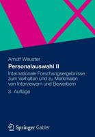 Personalauswahl II: Internationale Forschungsergebnisse Zum Verhalten Und Zu Merkmalen Von Interviewern Und Bewerbern 3834935921 Book Cover