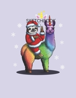 SketchBook: Santa Sloth Riding Llama Unicorn Christmas Long Sleeve Unicorn Blank Unlined SketchBook for Kids and Girls XL Marple SketchBook 100+ Pages of 8.5x11 Sketching and Doodling 1677435992 Book Cover