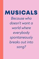 Musicals: 6 X 9 Notebook Journal to Write in with 114 Lightly Lined College Ruled Pages and a Funny Quote about Musicals on the Cover for Actors and Singers 179851138X Book Cover