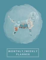 Monthly/Weekly Planner: Teal Blue Japanese Origami Dog Weekly Planner + Monthly Calendar Views 12 Month Agenda Planner Gift For Dog Lovers 1676072594 Book Cover