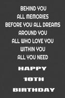 Behind You All Memories Before You All Dreams Around You All Who Love You Within You All You Need Happy 18th Birthday B084DG7ZQW Book Cover