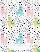 Purple Llama Pattern Composition Notebook: College Ruled (7.44 X 9.69) Interlocking Hearts Dots Teal Yellow Pink Llamas Wearing Glasses 1725931591 Book Cover