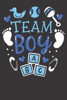 Gender Reveal Party Notebook: Team Boy Gender Reveal Party Pink Blue Baby Announcement 6x9 College Ruled 120 Pages Student Teacher School 1080109234 Book Cover