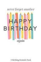 Never Forget Another Happy Birthday Again: A Birthday Reminder Book Colorful Candles 1720212228 Book Cover