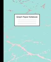Graph Paper Notebook: Beautiful Blue Marble and Rose Gold 7.5 x 9.25 inches - 5 x 5 Squares per inch, Quad Ruled Cute Graph Paper Composition Notebook for Children, Kids, Girls, Teens and Students (Ma 1689442093 Book Cover