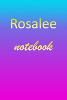 Rosalee: Blank Notebook Wide Ruled Lined Paper Notepad Writing Pad Practice Journal Custom Personalized First Name Initial R Blue Purple Gold Taking Class Notes, Homework, Studying School Homeschool & 1670883205 Book Cover