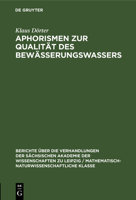 Aphorismen Zur Qualität Des Bewässerungswassers 3112498976 Book Cover