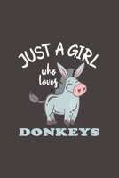 Just A Girl Who Loves Donkeys: Funny Gift For Donkey Lovers And Everyone Who Love Animals- Notebook, Planner Or Journal For Writing About Donkeys Or Animals Size 6 x 9 110 Lined Pages...Diary To Write 1707854394 Book Cover