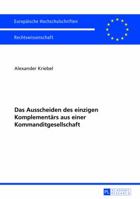 Das Ausscheiden Des Einzigen Komplementaers Aus Einer Kommanditgesellschaft 3631626096 Book Cover