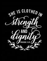 She is Clothed in Strength and Dignity: Christian Bible 3 Year, Monthly Yearly Planner, 36 Month Notebook Journal Dated Agenda Appointment Calendar Organizer Book Black Cover 1707958181 Book Cover