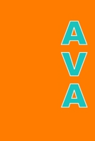 Ava: A 6x9 Lined Journal (Aqua Print on an Orange Background) 167697346X Book Cover