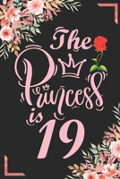 The Princess Is 19: 19th Birthday & Anniversary Notebook Flower Wide Ruled Lined Journal 6x9 Inch ( Legal ruled ) Family Gift Idea Mom Dad or Kids in Holidays - Marble & Red Love Flowers Cover 1675163634 Book Cover