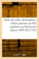 Table des édits, déclarations, lettres patentes du Roi registrées au Parlement depuis 1690 2329995660 Book Cover