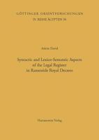 Syntactic and Lexico-Semantic Aspects of the Legal Register in Ramesside Royal Decrees 3447052325 Book Cover