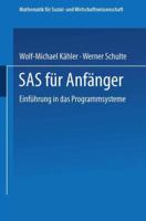 SAS Fur Anfanger 3528045728 Book Cover