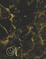 N: College Ruled Monogrammed Gold Black Marble Large Notebook 1097840255 Book Cover