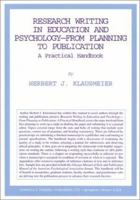Research Writing in Education and Psychology--From Planning to Publication: A Practical Handbook 0398071578 Book Cover