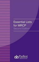 Essential Lists for MRCP. Stuart McPherson, Duncan Fullerton 1904627544 Book Cover