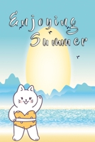 Enjoying Summer Cat notebook Version 3: Dot Grid 6x9 Dotted Bullet Journal and Notebook 120 Pages with beach cat 1673935478 Book Cover