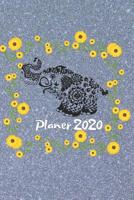 Planer 2020: Monats- und Wochenplaner Organizer Elefant Blumen 1082089184 Book Cover