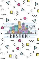 Boston: Neutral Wide-Ruled Blank Journal Travelers Notebook With City Skyline Cover 1096726017 Book Cover