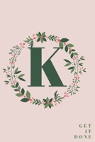 Monogram Initial Letter K Notebook with Rose Pink Floral Journal for Women, Girls Birthday Gift and School: Lined Notebook / Journal Gift, 120 Pages, 6x9, Soft Cover, Matte Finish 1677195436 Book Cover