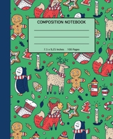 Composition Notebook: Pretty Christmas Pattern Softcover- 100 Wide Ruled Line Pages - School, High School and College Composition Book - 7.5 x 9.25" ... or Adults - Cute Gift Idea for Christmas 171154969X Book Cover