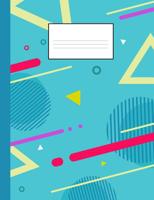 80s notebook: A fun and trendy 80's theme composition book: College ruled, soft back: Perfect for school work: Mint green, red and yellow shapes design 1091254206 Book Cover